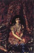 Mikhail Vrubel Young Girl against a Persian Carpet china oil painting artist